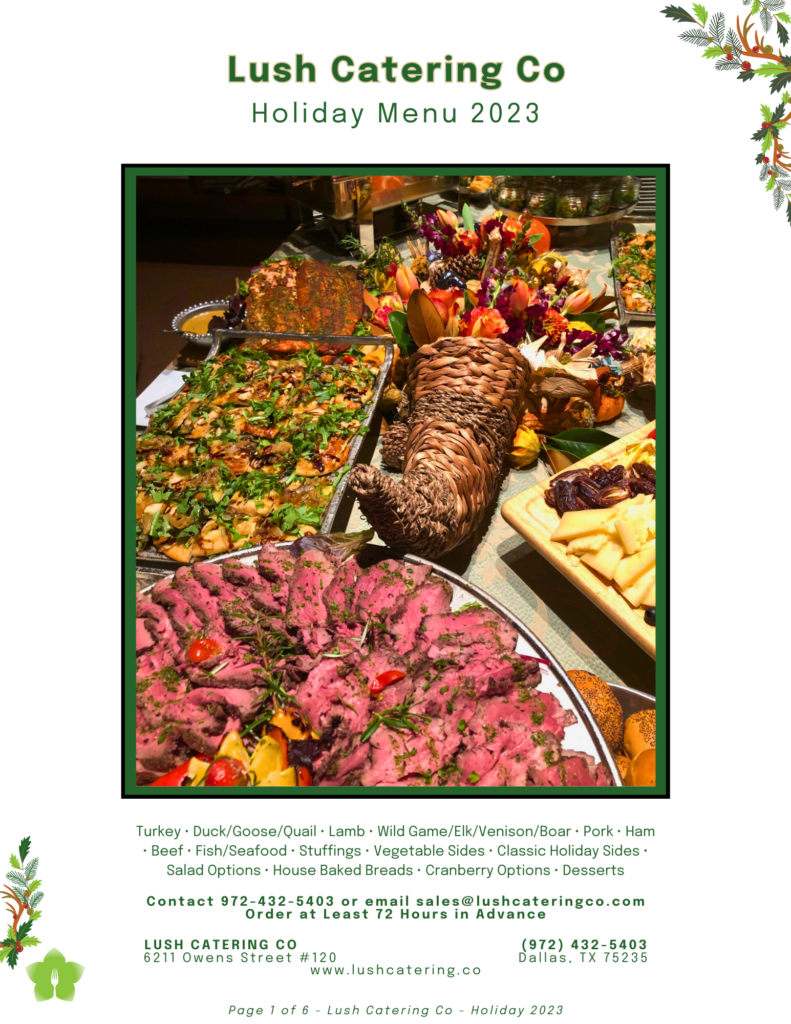 Image Lush Catering 2023 Holiday Menu Format Pg 1 of 6