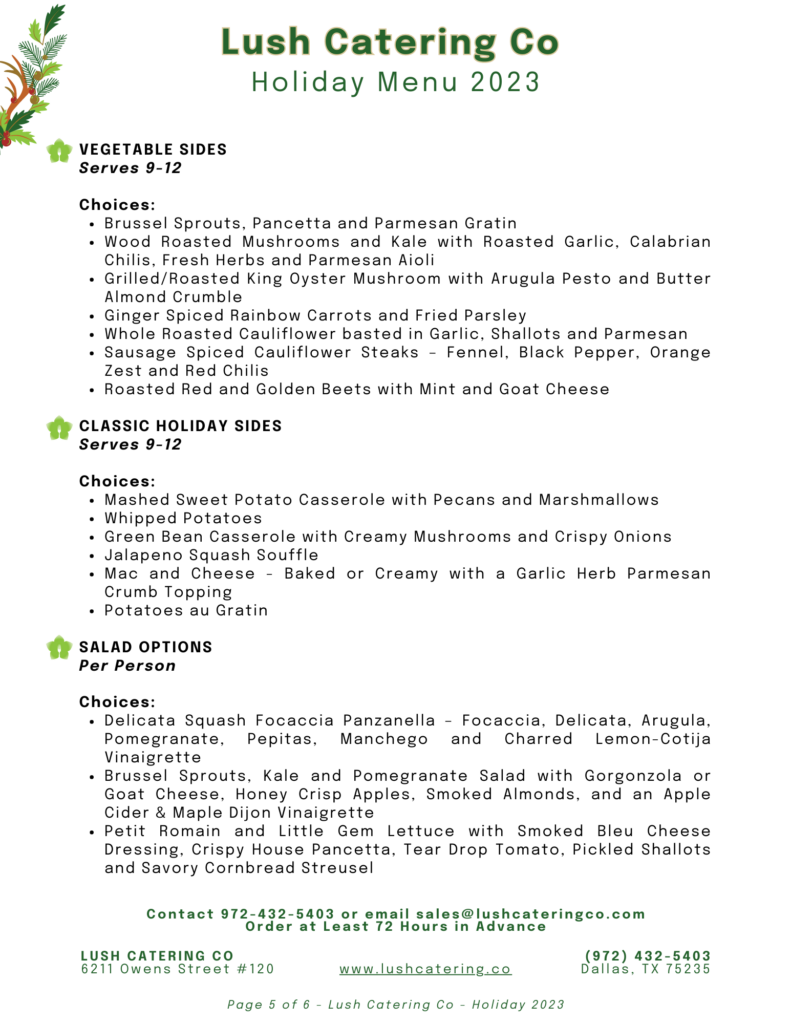 Image Lush Catering Holiday Menu 2023 2023 Holiday Menu Pg 5 of 6