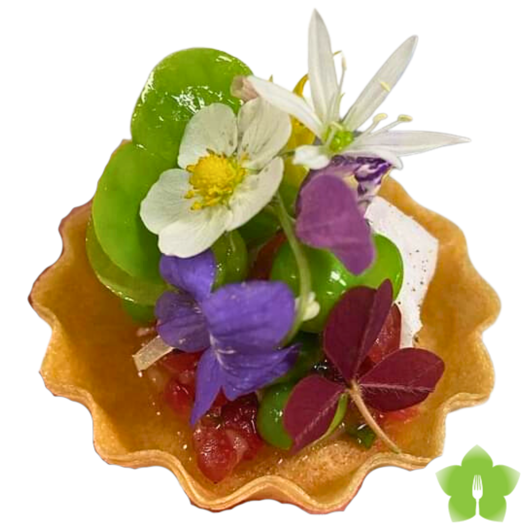 Image Lush Catering Individual Tart with Edible Flowers Transparent